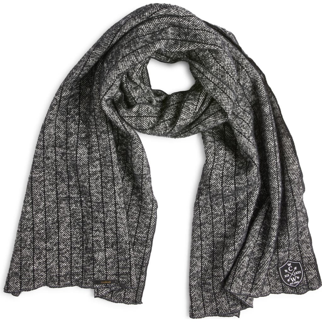 Clifton Wilson Pinstripe Herringbone Wool Scarf In Black