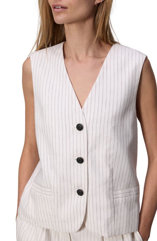 Shop Rag & Bone Erin Stripe Cotton & Linen Vest In White Stripe