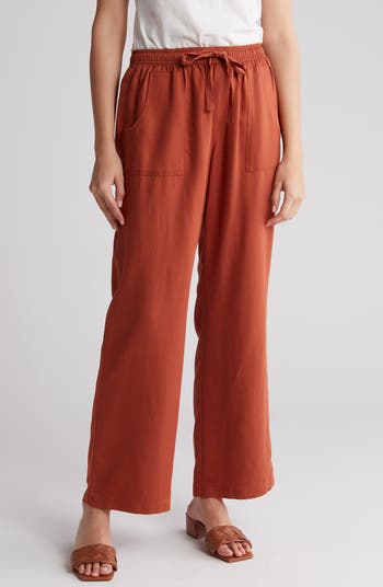 Essentials Women's Linen Blend Drawstring Wide Leg Pant (Available  in Plus Size), Blue, Chambray/Stripe, Large : : Clothing, Shoes &  Accessories