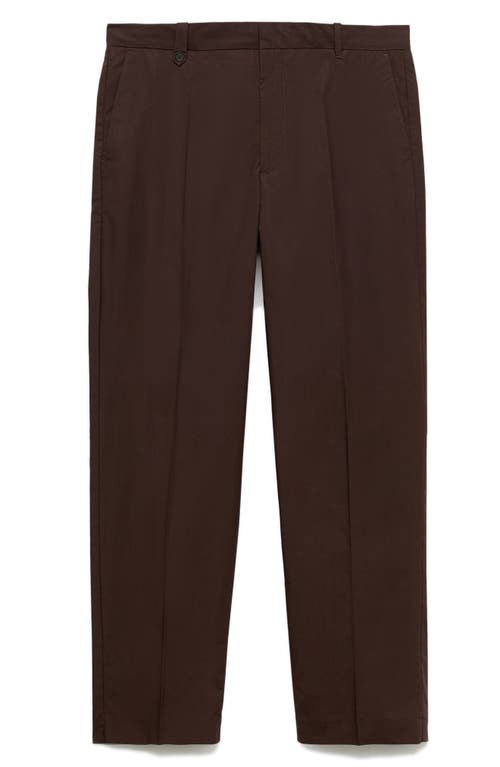 Mango Regular Fit Cotton Pants In Brown