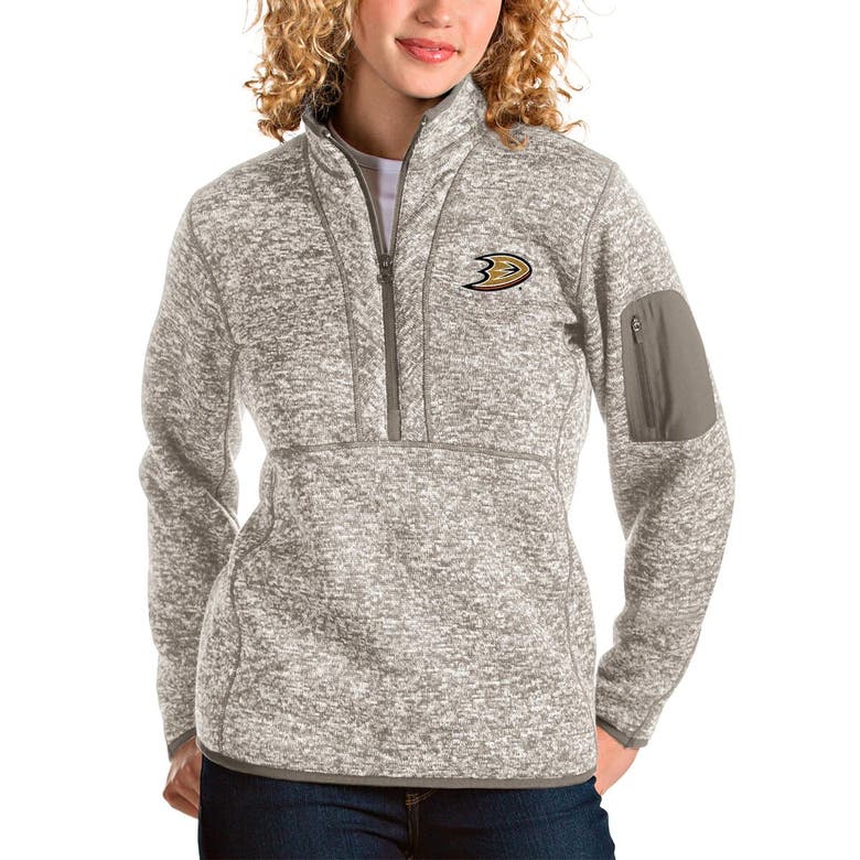 Shop Antigua Oatmeal Anaheim Ducks Fortune Half-zip Sweatshirt