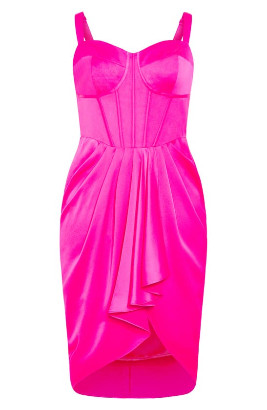 Shop City Chic Sloane Satin Corset Dress In Flamingo