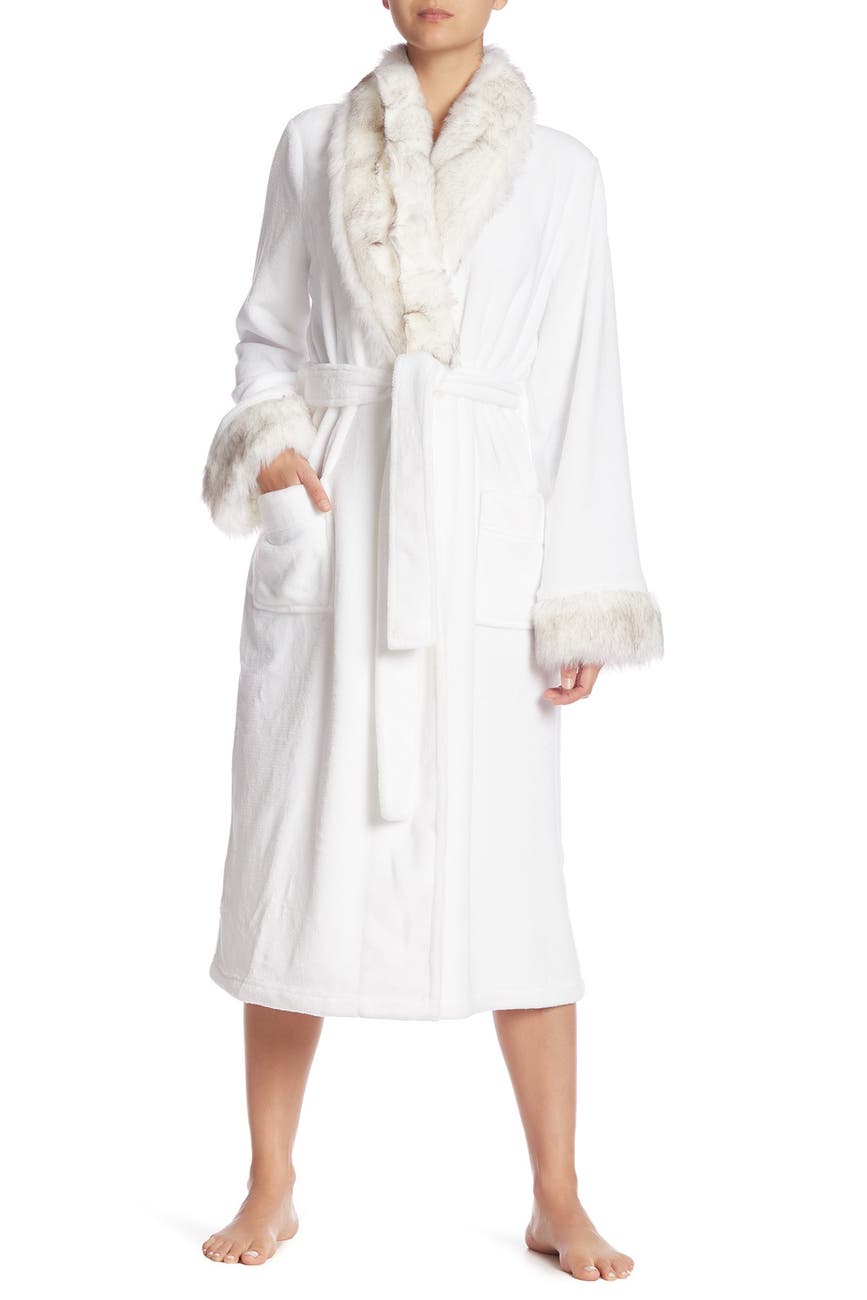 shimera Faux Fur Trim Plush Robe Nordstrom Rack