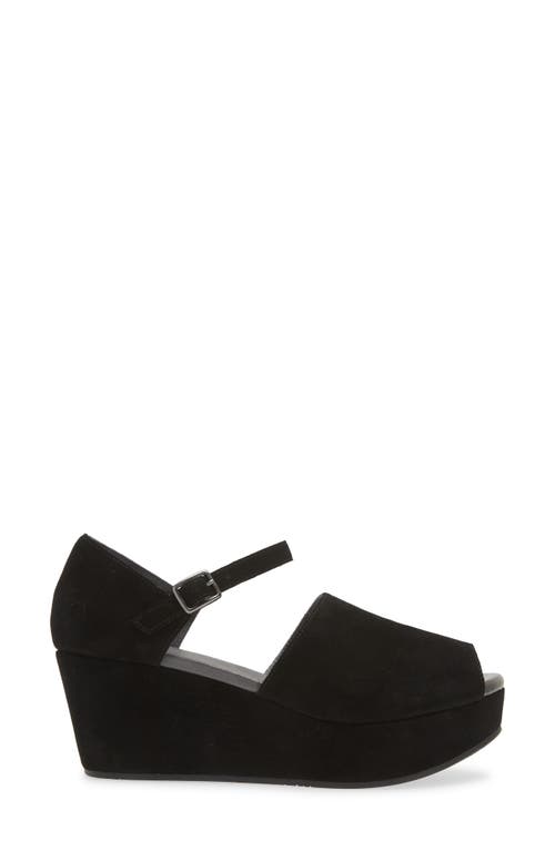 Shop Chocolat Blu Wido Ankle Strap Peep Toe Platform Wedge Sandal In Black Suede