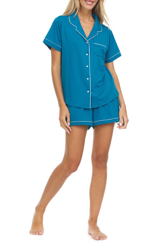 Flora By Flora Nikrooz Annie Shirt & Shorts 2-piece Pajama Set In Ocean Blue