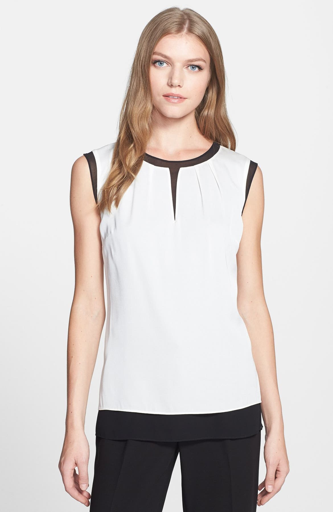 Classiques Entier® Print Layered Stretch Silk Shell | Nordstrom