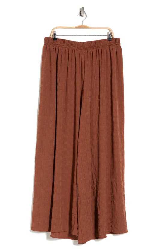 Renee C Textured Ankle Wide Leg Jeans In Caramel