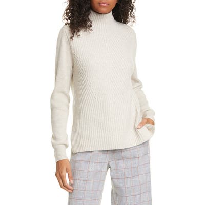 Veronica Beard Rama Ribbed Merino Wool & Cashmere Sweater, Grey