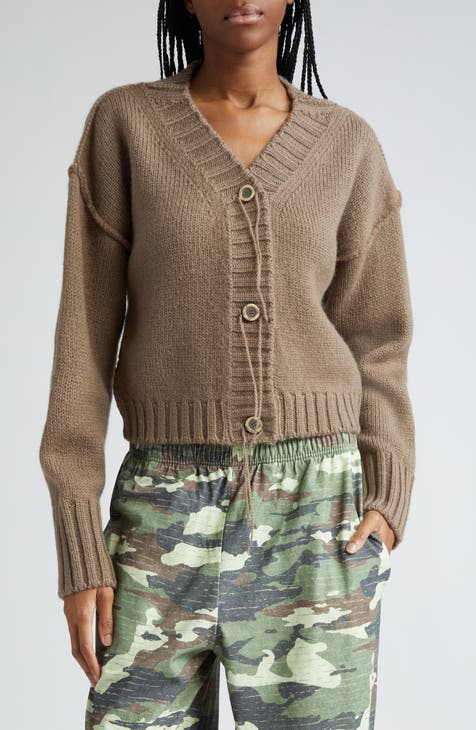 Brown Designer Sweaters: Cardigans, Crewneck & Pullovers