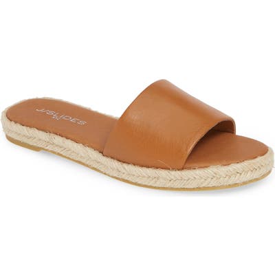 Jslides Ronnie Espadrille Slide Sandal, Brown