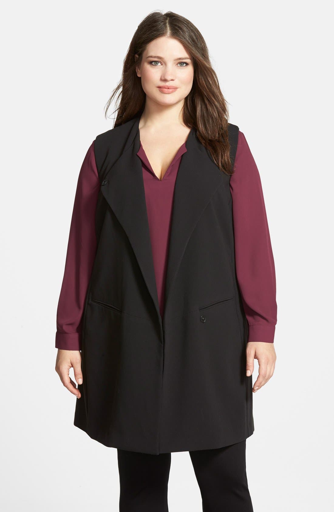Sejour Long Double Breasted Vest (Plus Size) Nordstrom