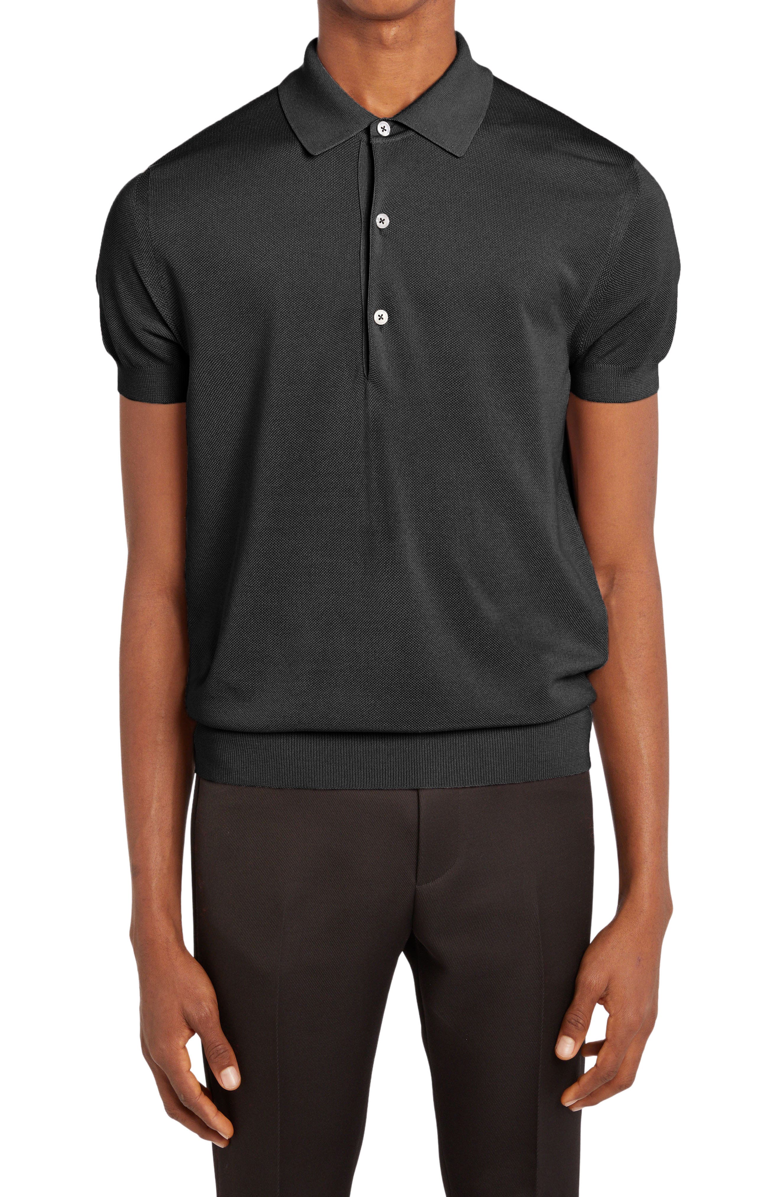 TOM FORD silk blend piqué polo shirt - Blue