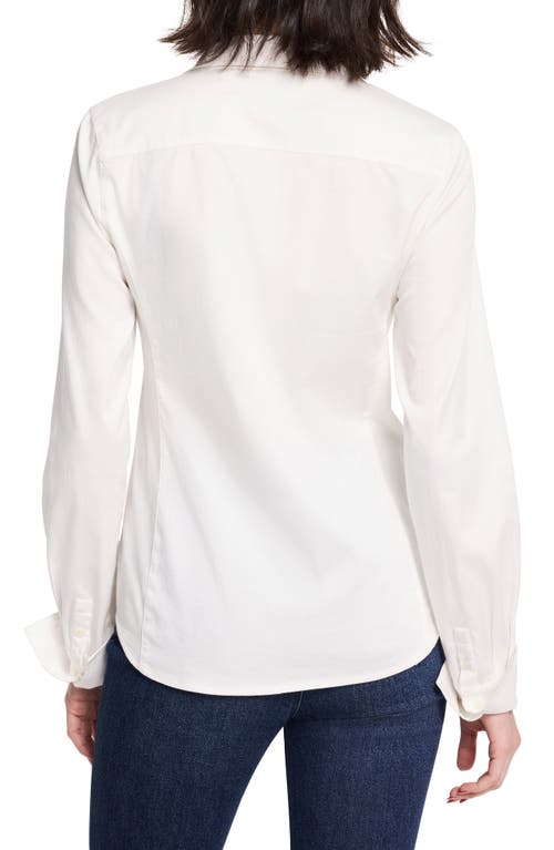 Shop Nic + Zoe Nic+zoe Mix Media Button-up Shirt In Paper White