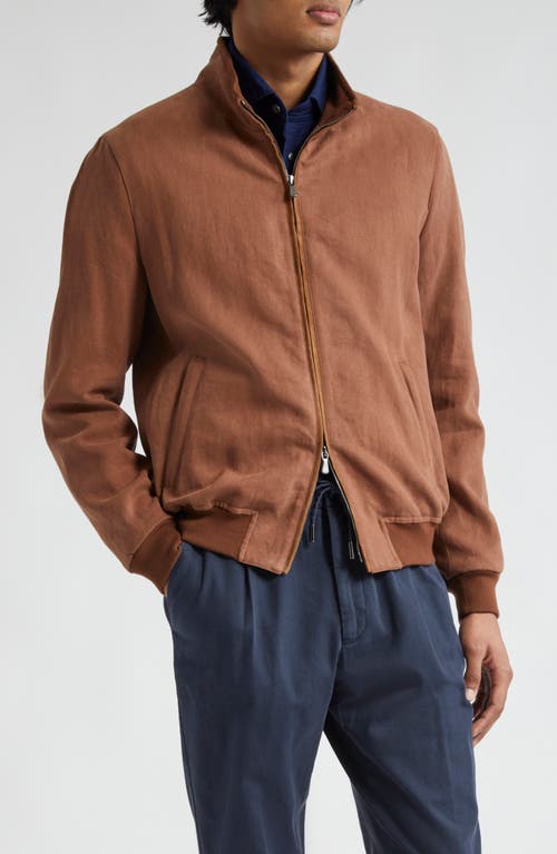 Linen Bomber Jacket in Copper