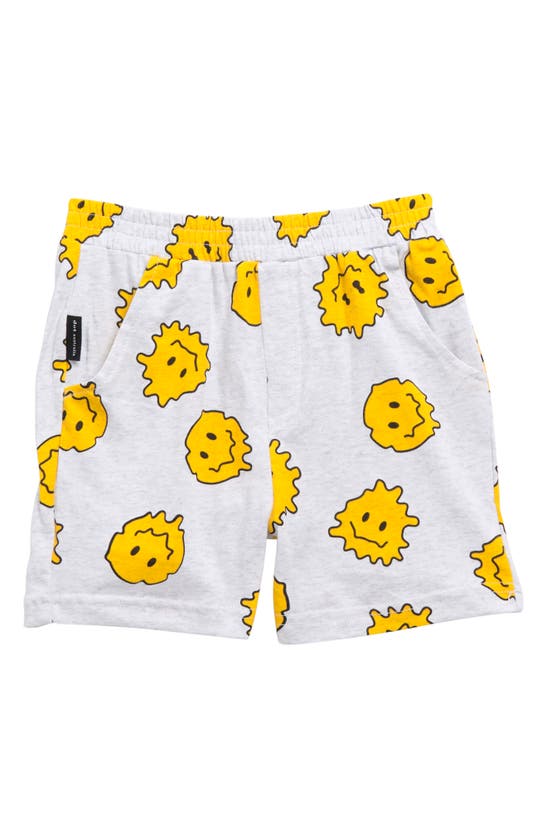Dot Australia Kids' Smiley Cotton Graphic Shorts In Grey Marle