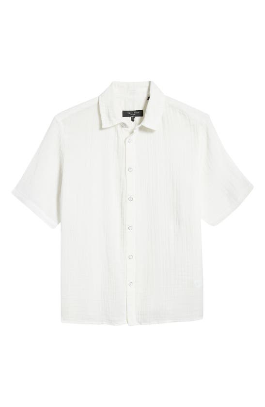 Rag & Bone Dalton Short Sleeve Button-up Cotton Gauze Shirt In Blue ...