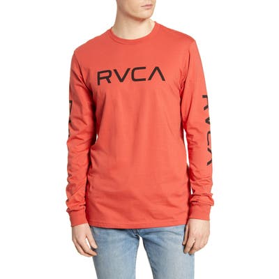 Rvca Big Logo Long Sleeve T-Shirt, Red