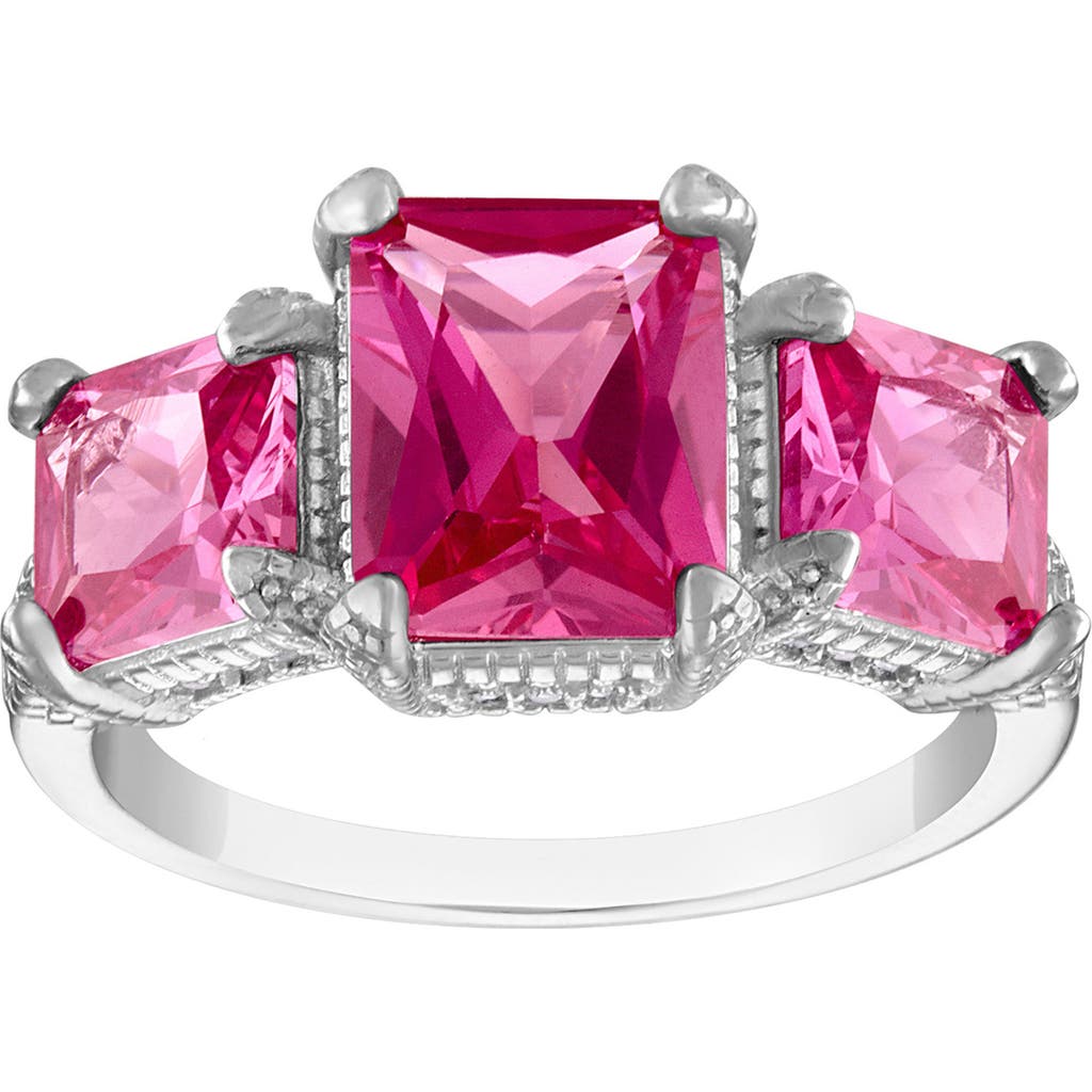 Fzn Lab Created Pink Sapphire Ring In Metallic