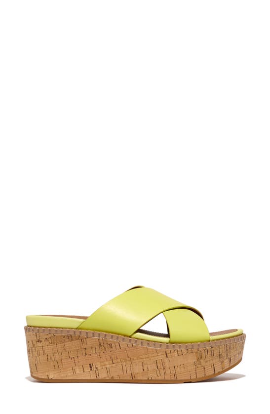Shop Fitflop Eloise Platform Wedge Slide Sandal In Sunny Lime