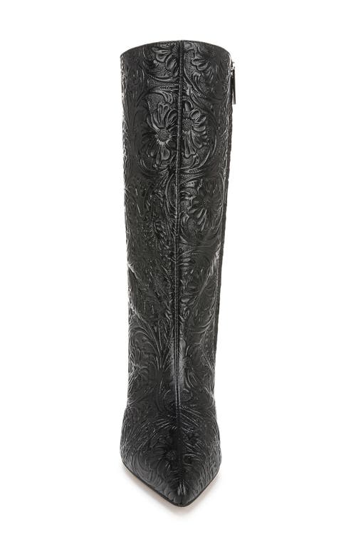 Shop Sarto By Franco Sarto Amari Floral Embossed Pointed Toe Boot In Black Embossed