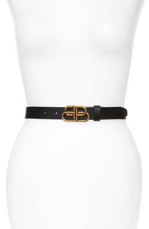 Balenciaga Logo Slim Leather Belt | Nordstrom