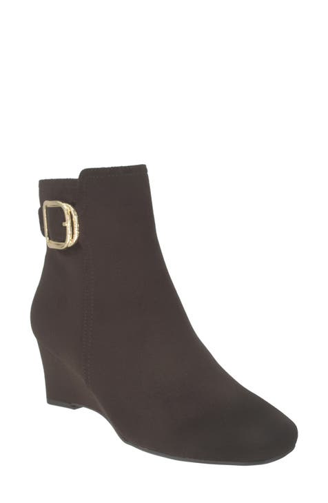 Low wedge clearance heel booties