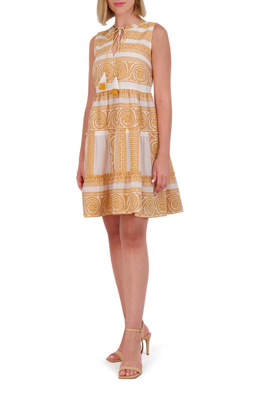 Vince Camuto Geometric Cotton Jacquard Dress In Yellow