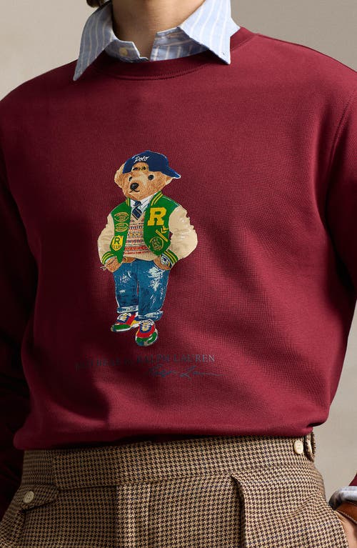 Shop Polo Ralph Lauren Polo Bear Fleece Crewneck Sweatshirt In Red Carpet Bear