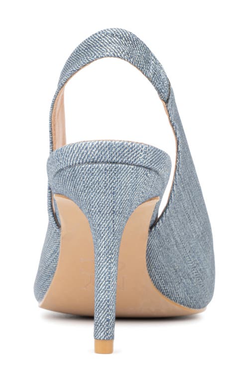 New York And Company Steph Snake Embossed Pointed Toe Slingback Pump In Blue