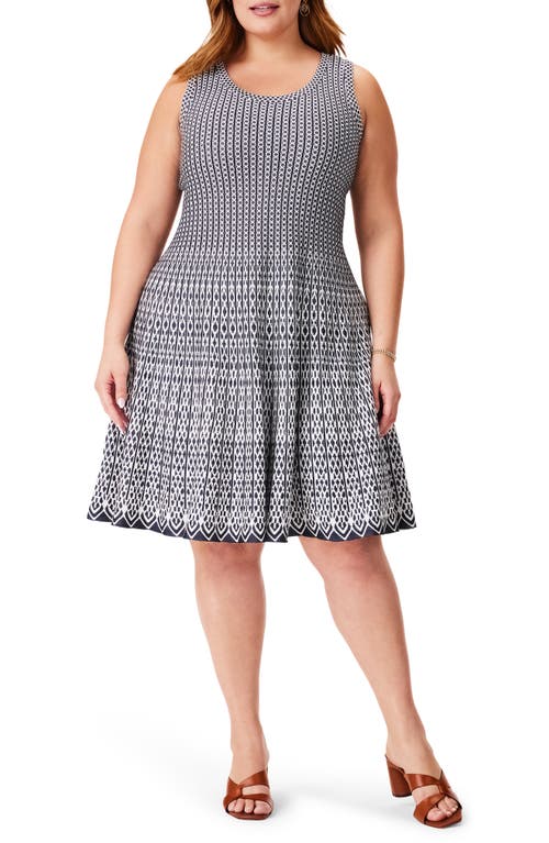 NIC+ZOE Heritage Jacquard Twirl Sweater Dress Indigo Multi at Nordstrom