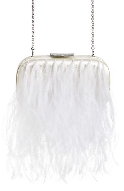Click to view more detailed imagery on our partner's website Giambattista Valli Feather Clutch In Black/ Ivory/ Nickel