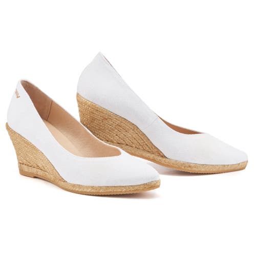 Viscata Roses Limited Edition Canvas V Cut Espadrille Wedges In White