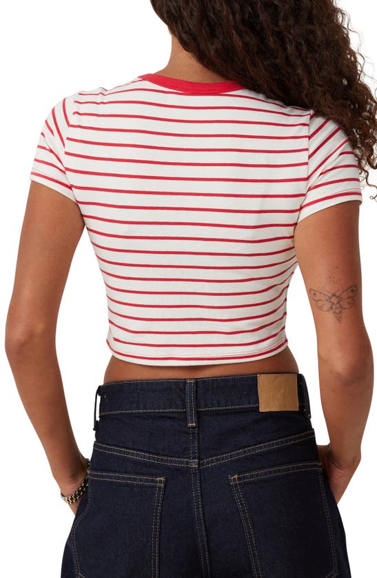 Shop Cotton On Stripe Crop T-shirt In Kyle Str Porcelain/fiery Red