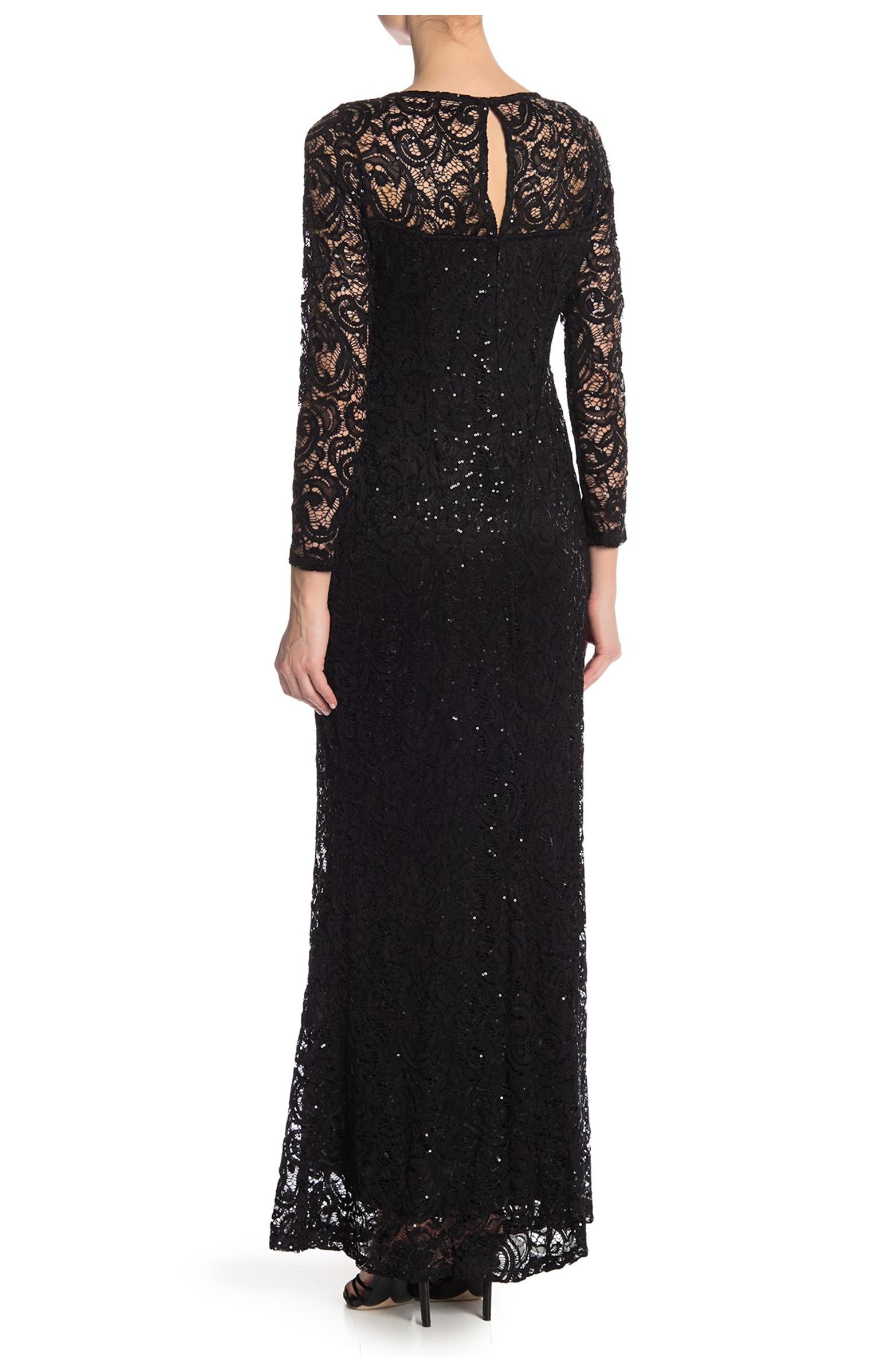 Marina Sequin Lace Long Sleeve Gown | Nordstromrack