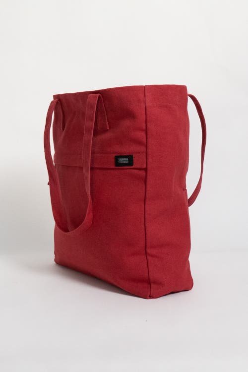 Shop Terra Thread Organic Cotton Canvas Work Tote Bag In Ruby Red