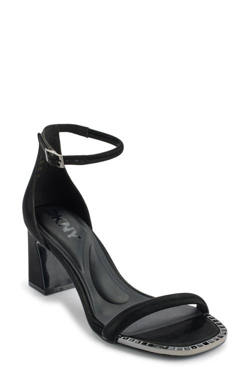 Dkny Waylin Ankle Strap Womens Adjustable Faux Leather Slingback Heels In Black