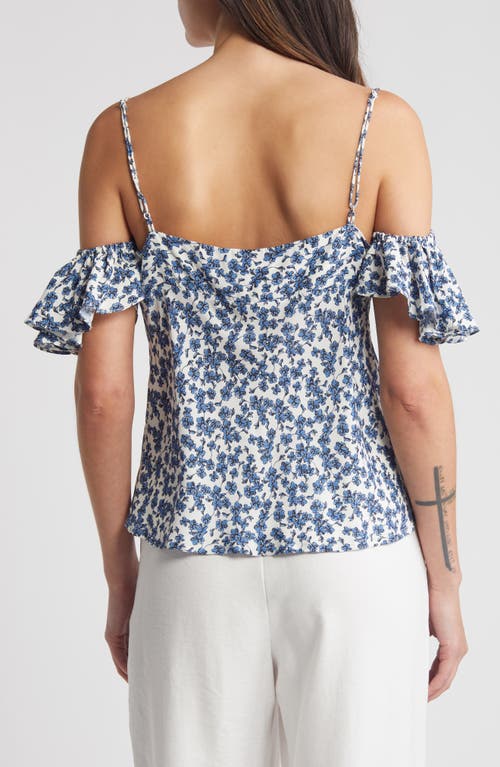 Shop Faithfull The Brand Menton Off The Shoulder Top In Leilani Print/mid Blue