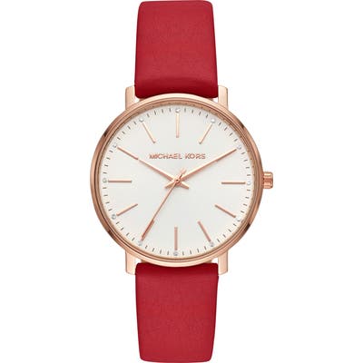 Michael Kors Pyper Leather Strap Watch,