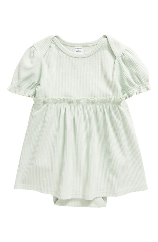 Shop Nordstrom Rib Skirted Bodysuit In Green Subtle