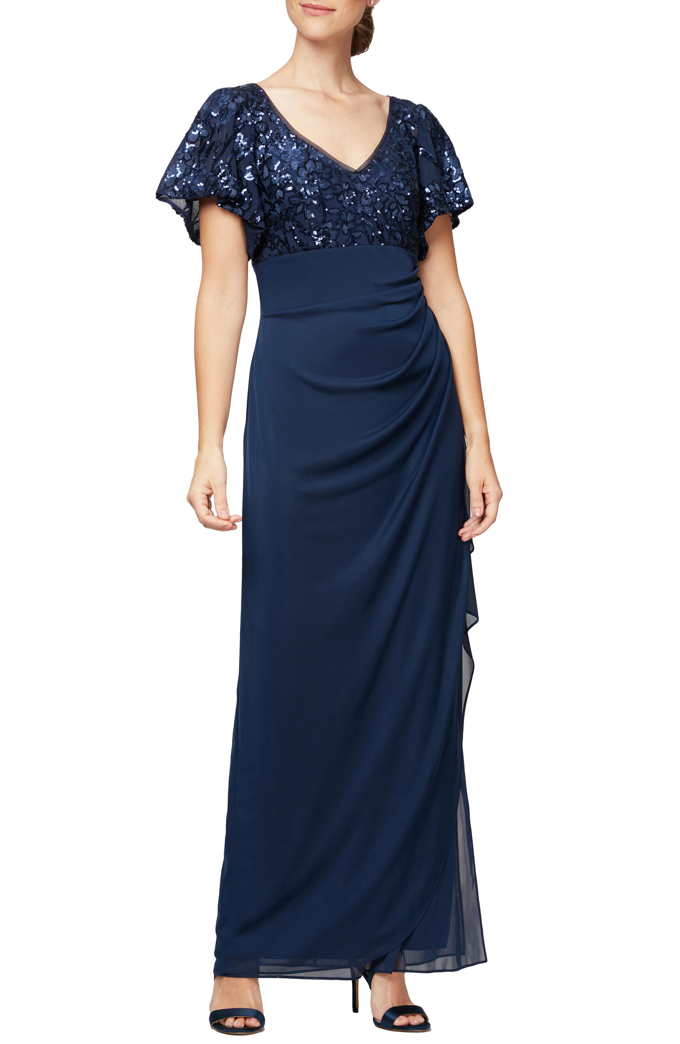 alex evenings embellished chiffon gown