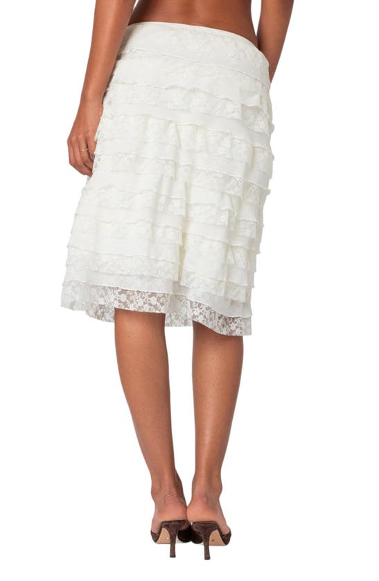 Shop Edikted Louise Lace & Ruffle Tiered Skirt In Cream