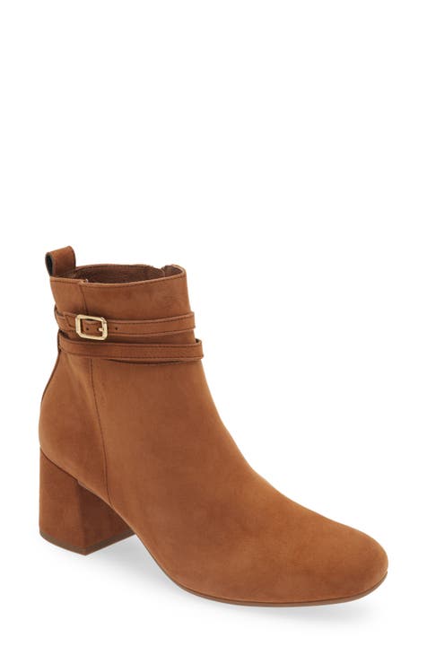 Buy LIGHT BROWN SUEDE SLIP-ON LOW ANKLE BOOTS for Women Online in