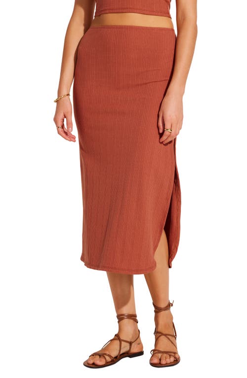 Vitamin A ® Thalia Rib Midi Skirt In Terracotta Organic Rib