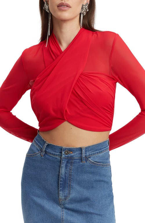 Aliyah Long Sleeve Crop Top in Fire Red