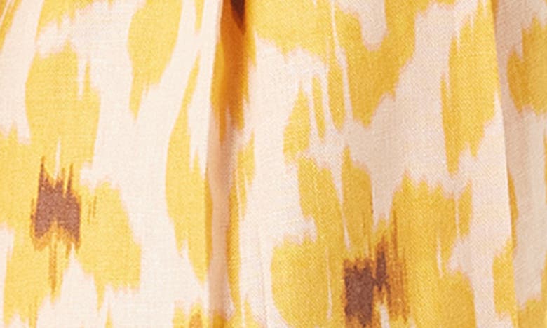 Shop Sam Edelman Romy Print Belted Linen Blend Shorts In Bellini-sunshine Floral