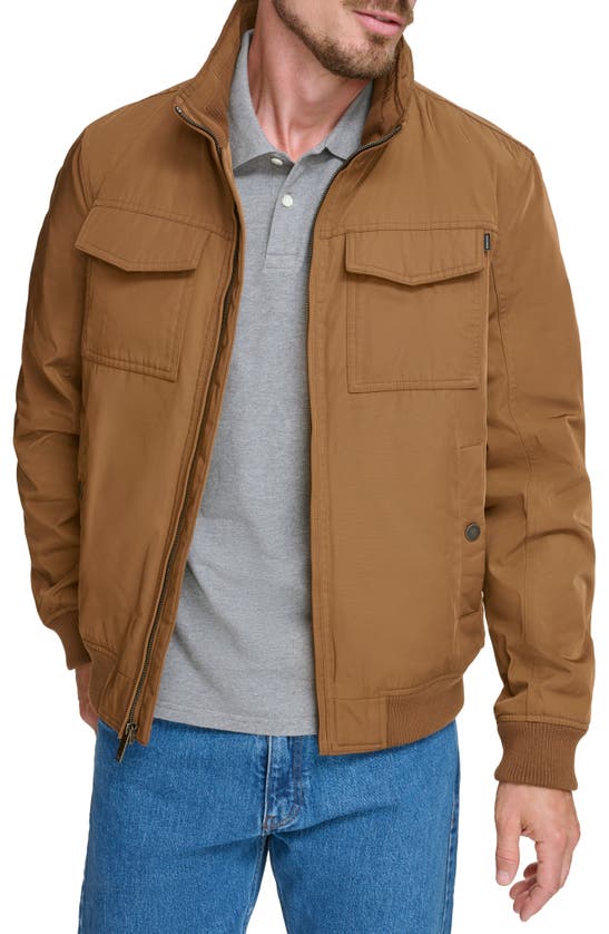 Dockers Quilted Lined Flight Bomber Jacket In Brown