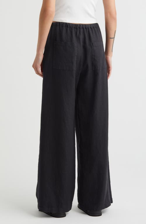 Shop Nation Ltd Lucia Tie Waist Linen Wide Leg Pants In Jet Black