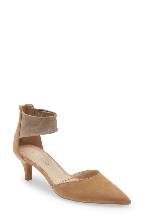 Cam Pointy Toe Ankle Strap Pump in Latte