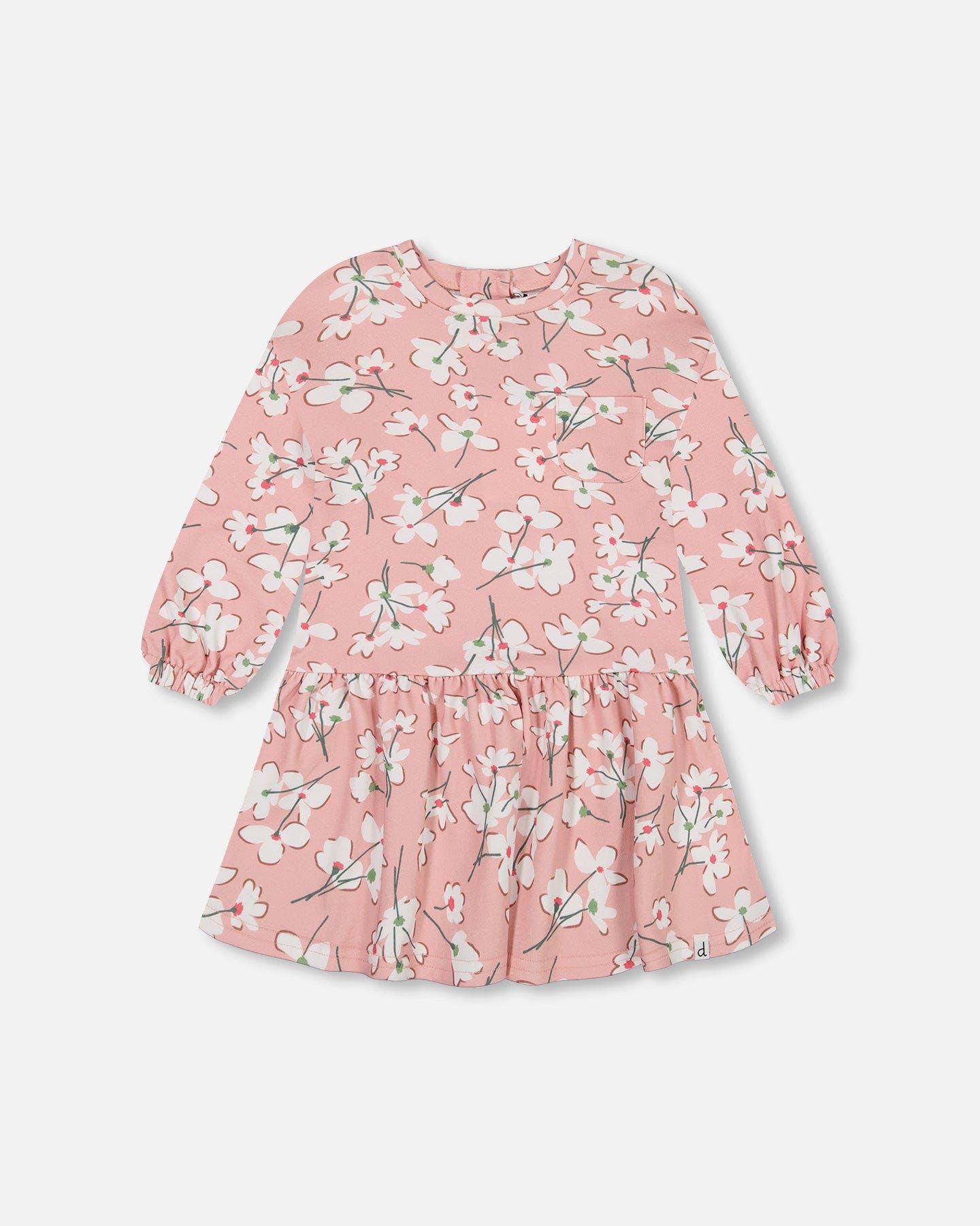 Deux par Deux Baby Girl's French Terry Dress Pink Jasmine Flower Print |  Nordstrom