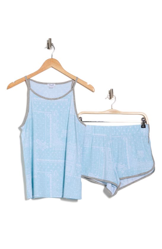 Shop Splendid Star Tank & Shorts Pajamas In Turquoise Bandana